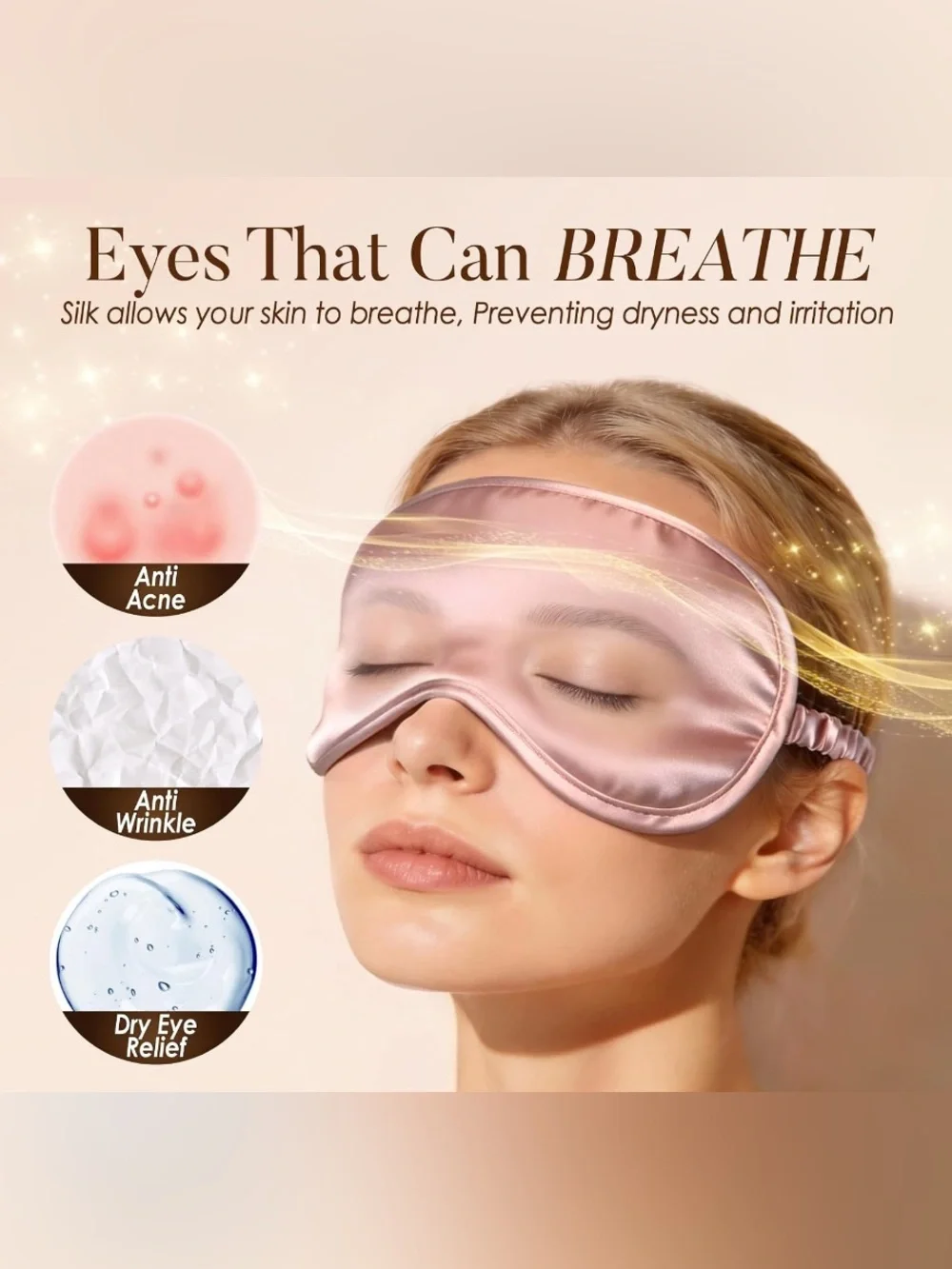 Mulberry Silk Pink Sleep Mask for Women - Luxe Light-Blocking Eye Mask